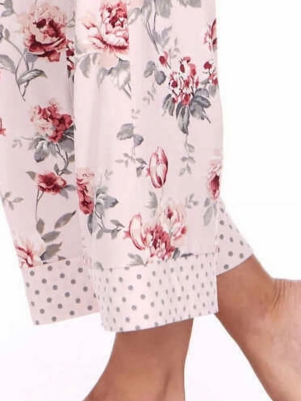 Flora Nikrooz Soft Floral Pink Women's Pajama Set with Pockets, Long Top & Pants
